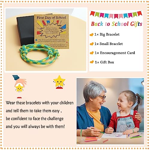 Image of First Day Of School Bracelet, Matching Mommy And Me Mother Son Daughter Paracord Back To School Bracelets Wish Gift for Mom Boys Dad Girls Jewelry