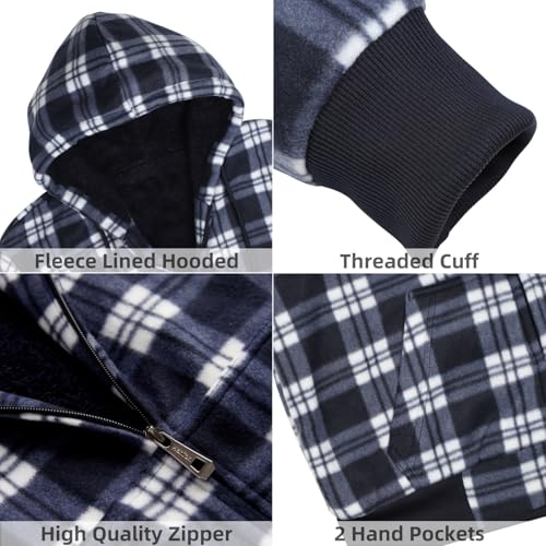 Image of LeeHanTon Mens Flannel Jackets Sherpa Lined Fleece Zip Up Winter Warm Workout Plaid Sweatshirt with Hood