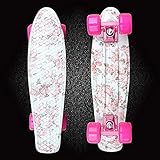 hdfj12142 22 Pouces Planche à roulettes Mini Cruiser Planche complète pour Adolescents Adultes débutants Filles garçons Enfants Planche à roulettes en Plastique Pas Cher Multicolore en Option H