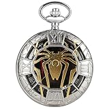 Reloj de Bolsillo de Cuarzo con diseño de araña Hueca Dorada, Colgante de Plata, Collar, Reloj, Regalos para niños, Hombres y Mujeres