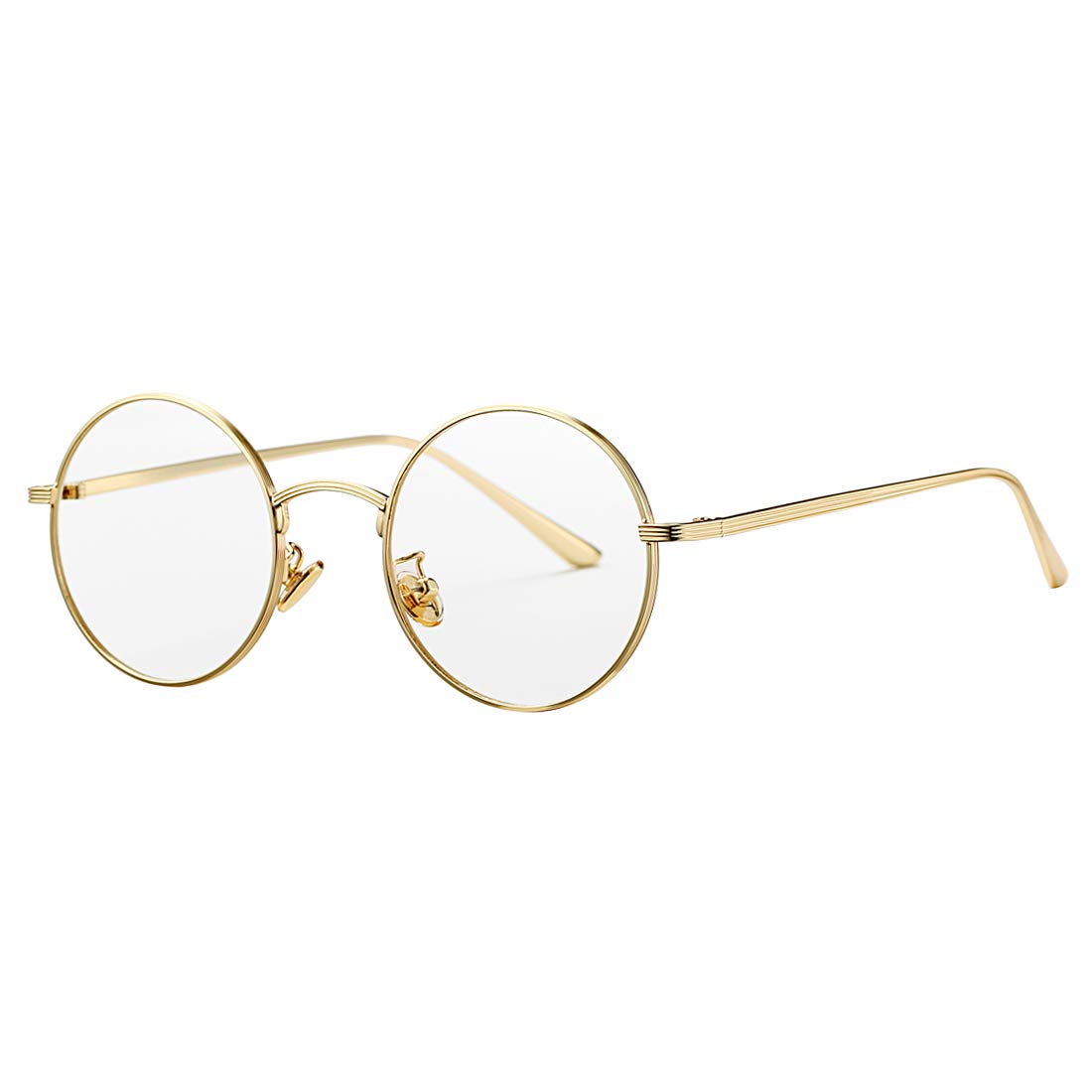 COASIONVintage Round Metal Sunglasses Small Red Halloween Glasses for Women Men (A20 Gold Frame/Clear Lens), A4 Gold Frame/Clear Lens, Small