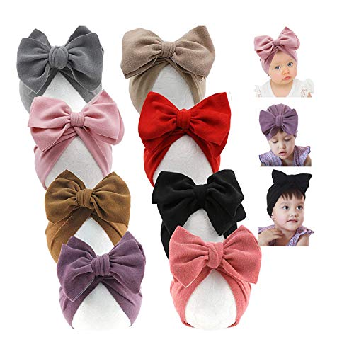 Image of Yili Maizi Baby Turban Newborn Girl Hospital Hat Cotton Toddler Big Hair Bow Infant Toddler Kid Headwrap