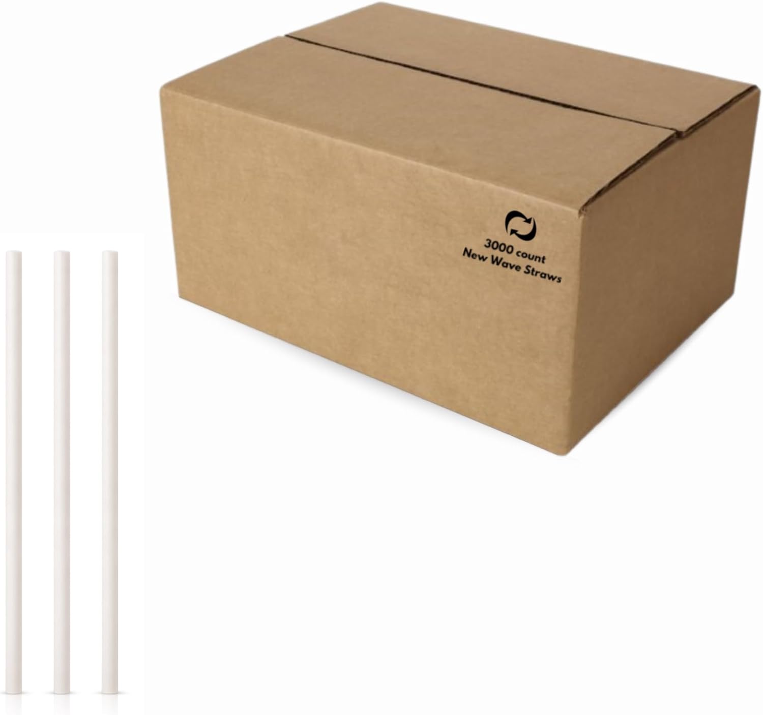 Biodegradable New Wave Straws, 3000 Count Bulk, Unwrapped, 7.75", PHA, Hot and Cold Drinks, Free of Microplastics and Toxins, Won’t Get Soggy, Restaurant & Cafe Supply