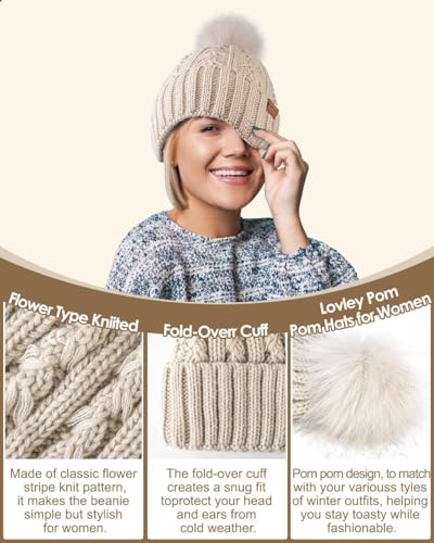 Winuesa Gorro de Punto Forrado en Satén para Mujer miniatura 3