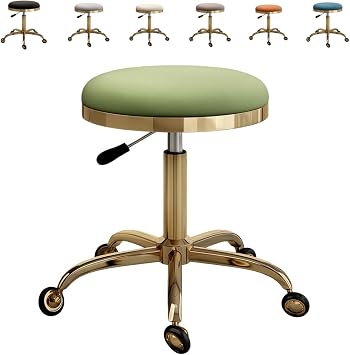 Beauty Stool Pulley Large Work Manicurist Beauty Salon Special Chair Barber Shop Hair Cutting Lifting Round Thick Gold Ring - Green, Big Claw 360  Earth Wheel