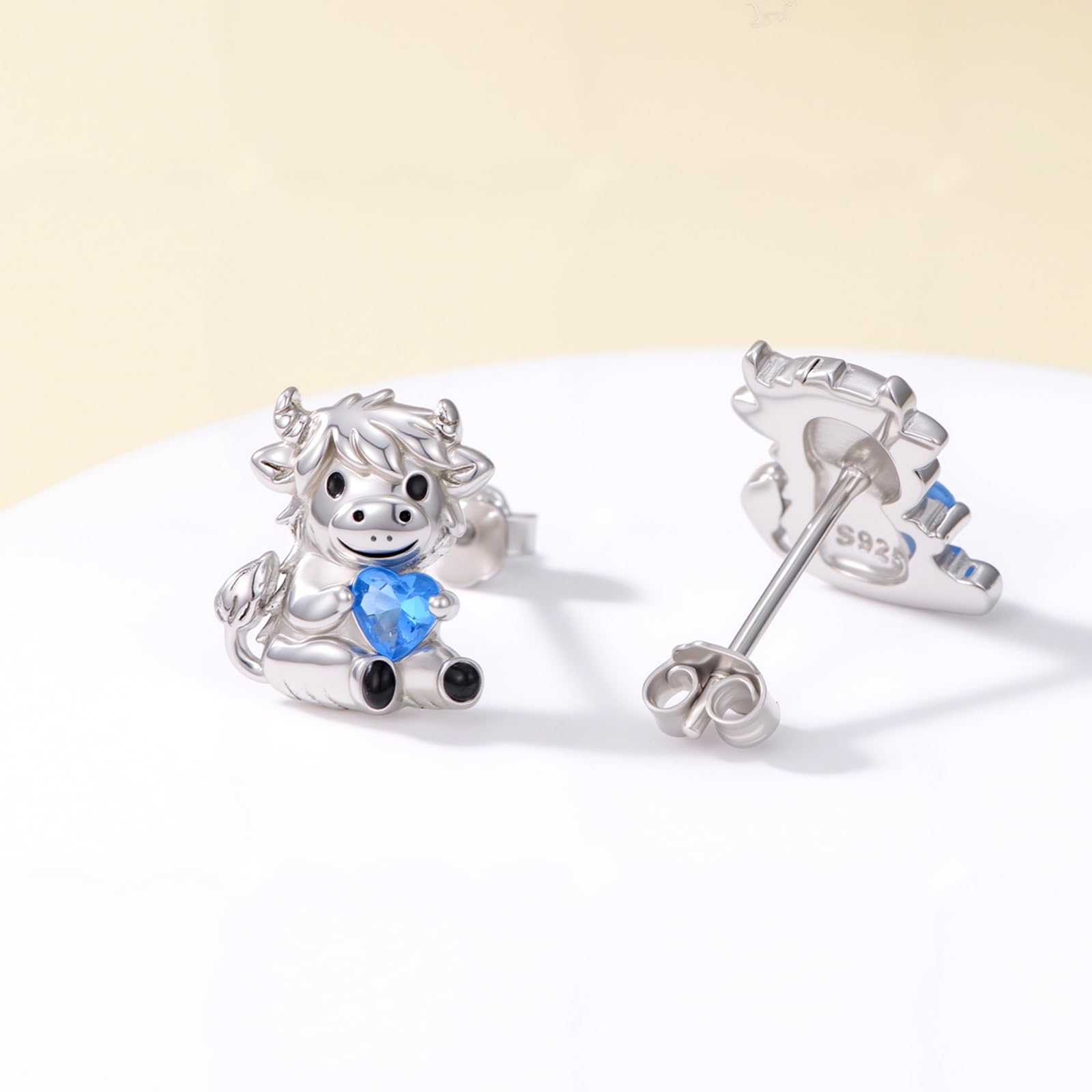 Hochland Kuh Ohrstecker 925 Sterling Silber Kuh Ohrringe Tier Ohrringe Schmuck Geschenke für Frauen Mädchen Damen Geburtstag Muttertag