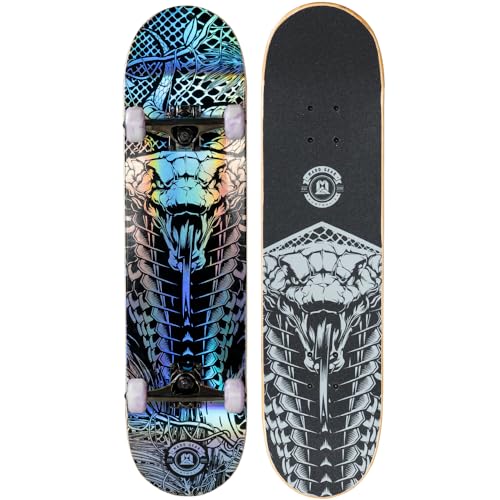 Madd Gear 31" x 8" Complete High Spec Skateboard – 7 Ply Maple Wood Deck – Grind Skateboard - Double Kick Concave Skate Board for All - 54 mm Wheels ABEC-7 Bearings - No Assembly Required (Valkyrie)