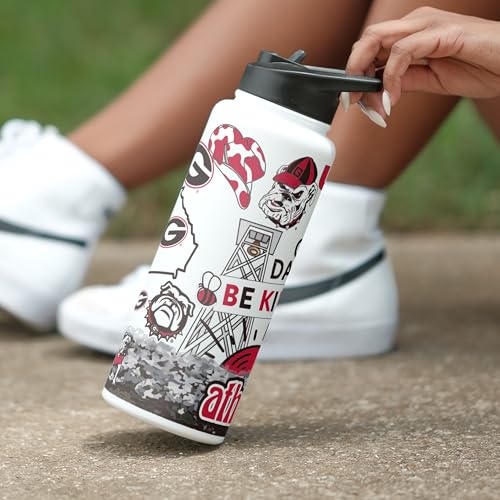 Image of Logo Brands NCAA Native 34 oz Quencher Water Bottle - | Local Icons Design | Double-Wall Insulated| Leak-Proof Lid & Built-In Straw