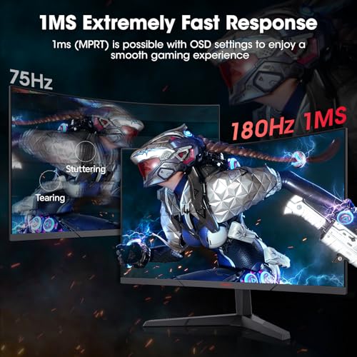 KOORUI 24 Inch Gaming Monitor - FHD 1080P Curved Monitors 180Hz VA, Built-in Adaptive Sync with 1ms, 1500R with Ultra-Thin, HDMI X2 / DP, VESA Compatible, Tilt Adjustable, Eye Care 24E6CA by KOORUI - Image 3
