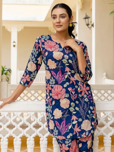 Image of feranoid Elegant V-Neck 3 /4 Sleeve Kurta & Pant Co-ord Set (S-XXL)