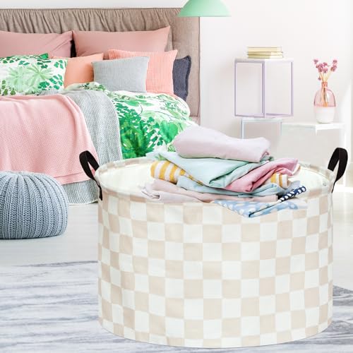 Image of MAIZMZ Checkered Storage Basket Extra Large 80L Kids Hamper Baby Laundry Basket Waterproof Toys Car Organizer Collapsible Canvas for Home /Dorm /Pet /Office /Closet /Shelf /Gift Baskets
