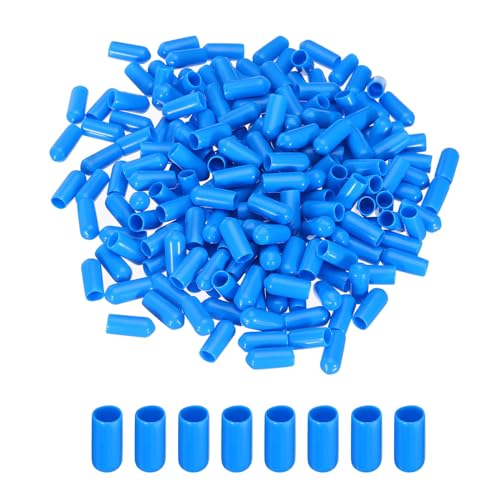 Image of MECCANIXITY 200pcs 6mm(1 /4 inch) Rubber End Caps Cover PVC Vinyl Screw Thread Protector Round Wire Shelf Caps for Screw Bolt Pipe Fence Post, Light Blue