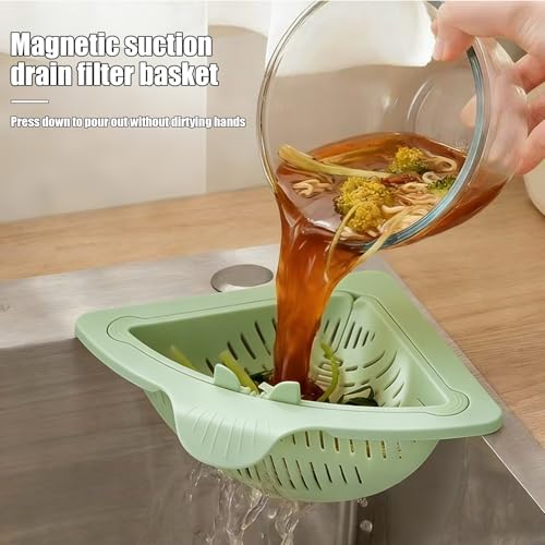 Cesta de drenaje magnética triangular para fregadero y atrapador de comida eficiente 5