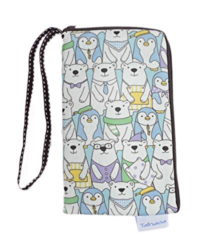 Image of Taianda Women Phone Wristlet Wallet Pouch, Dual Slots (Polar Bear Blue)