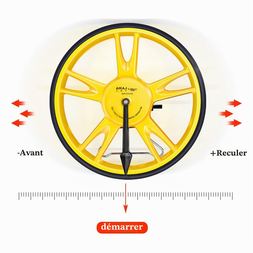 AIRAJ Roulette de mesure pliable de précision avec roue de mesure de distance 99.999,9 m Mesure métrique des roues et du ruban, sac de transport (pliable)
