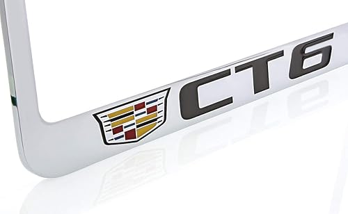 Miniatura 10 de Cadillac CT6 Marco de matrícula de zinc con acabado negro brillante (2 agujeros)