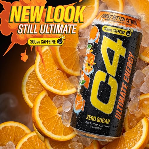 Image of C4 Ultimate Energy Drink, 300mg Caffeine, Zero Sugar, High-Performance Energy for Pre-Workout, Endurance, and Focus, Frost Bitten Citrus, 16oz (Pack of 12)