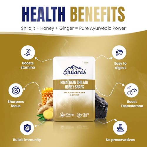 Image of 100% Pure Himalayan Shilajit /Shilajeet Honey Snaps /Card | Ginger Flavour | 600mg Pure Himalayan Shilajit with 70% Fulvic Acid | Improve Energy Strength and Immunity Booster for Men and Women (1 Week Pack)