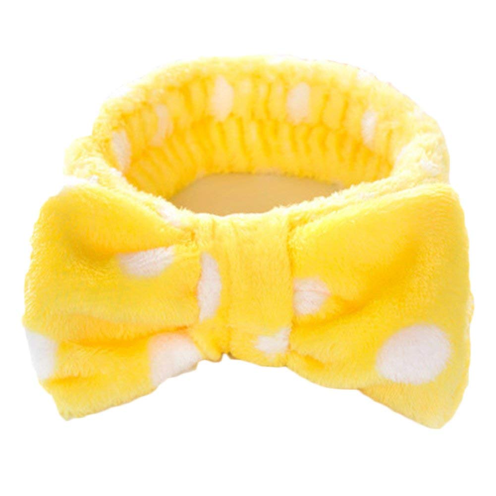 FOK Makeup Facial Yoga Purpose Elastic Velvet Strip Headband for Women, Pack of 1 - White Yellow