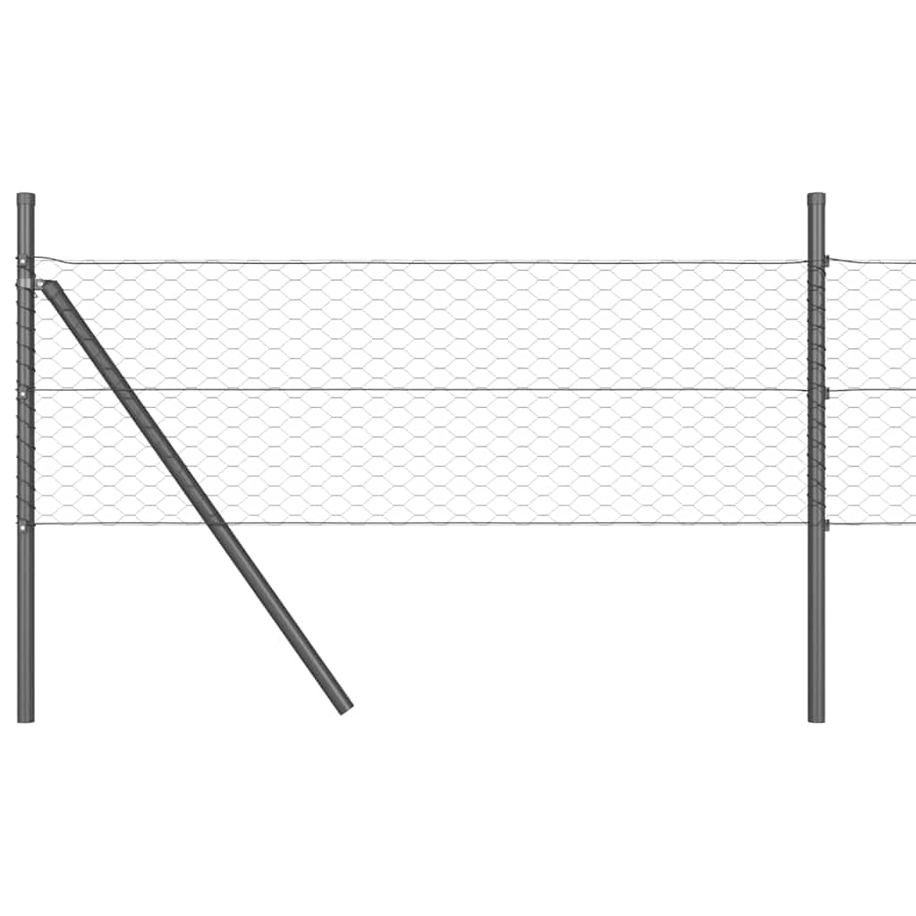 Grey Steel Garden Fence Post Set 250x50 cm 36mm Mesh Outdoor Security Barrier for Pet Enclosure & Property Boundary Durable Corrosion Resistant 13-Piece Pack