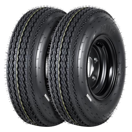 GarveeTech 2-Pack Trailer Tire On Rim 4.80-8 480-8 4.80x8 Trailer Tires and 5 Lug on 4.5 in PCD 8 in Wheels 6PR Black