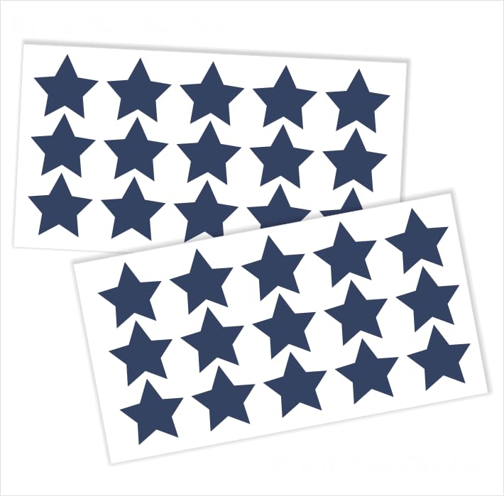 2-Inch Star Decal Set - Deep Blue Removable Stickers for Kids - Wall Peel and Stick - Bright Room Decor, Art Classroom, Bathroom Sets - 30pc