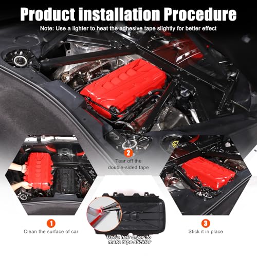 Image of for Corvette C8 Engine Cover Trim for Corvette C8 2020-2025 Stingray E-Ray Z51 Engine Bay Protection Panel Cover Trim Exterior C8 Corvette Accessories ABS (Sport Red)