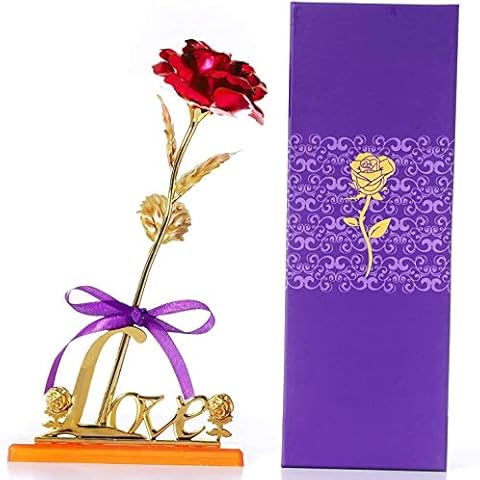 Dream Loom 24K Gold Foil Rose,Artificial Rose Flowers With Display Stand in Gift Box,Best Gift For Valentine's Day, Mother's Day, Anniversary, Birthday,Wedding, Christmas, Thanksgiving, Home Decor Cover