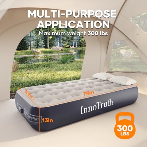 InnoTruth Twin Air Mattress with Built in Pump Raised, Family Choice Award Winner-13in High Bed for Home & Guests