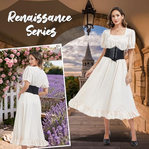 Robe médiévale longue fluide style gothique avec manches évasées