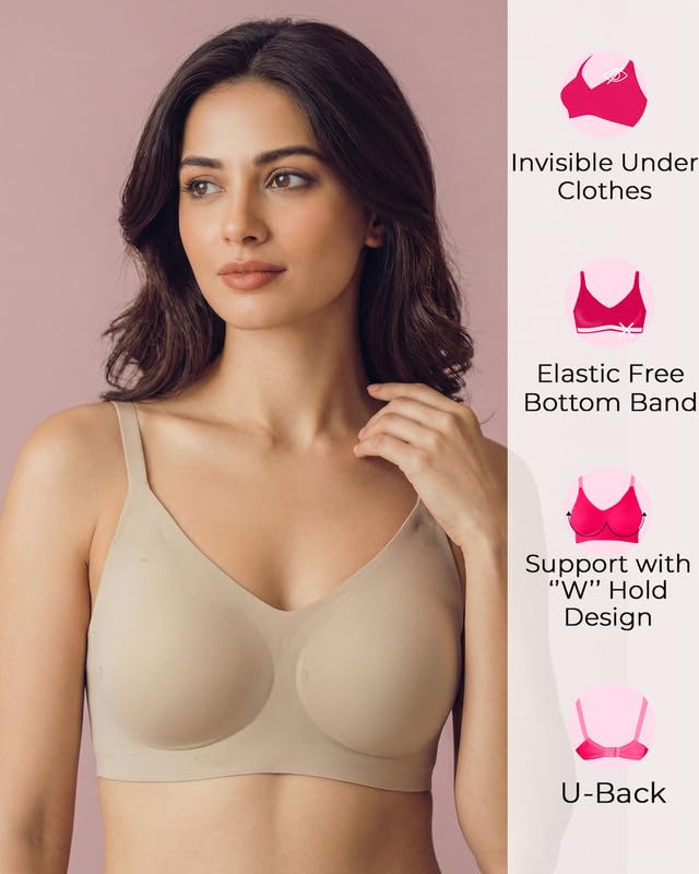 Image of Tweens Polyamide Padded Bonded Bra for Women | Full Coverage Wire-Free Bra | Lightly Padded Seamless Comfort | Soft Polyamide Fabric | Elastic-Free Bottom Band & Side Wings | Pack of 1|