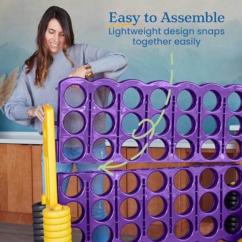 Image of ECR4Kids Jumbo 4-to-Score Giant Game with 42 Rings and Reset Sliders, Kids Games, Purple /Gold