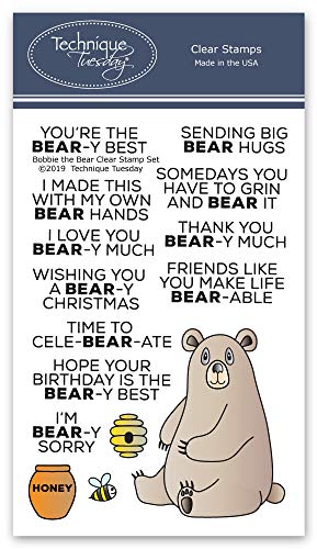 Bobbi The Bear Clear Stamps | Photopolymer Stamps - Clear Rubber Stamps | Animal Rubber Stamps | Stamps for Card Making