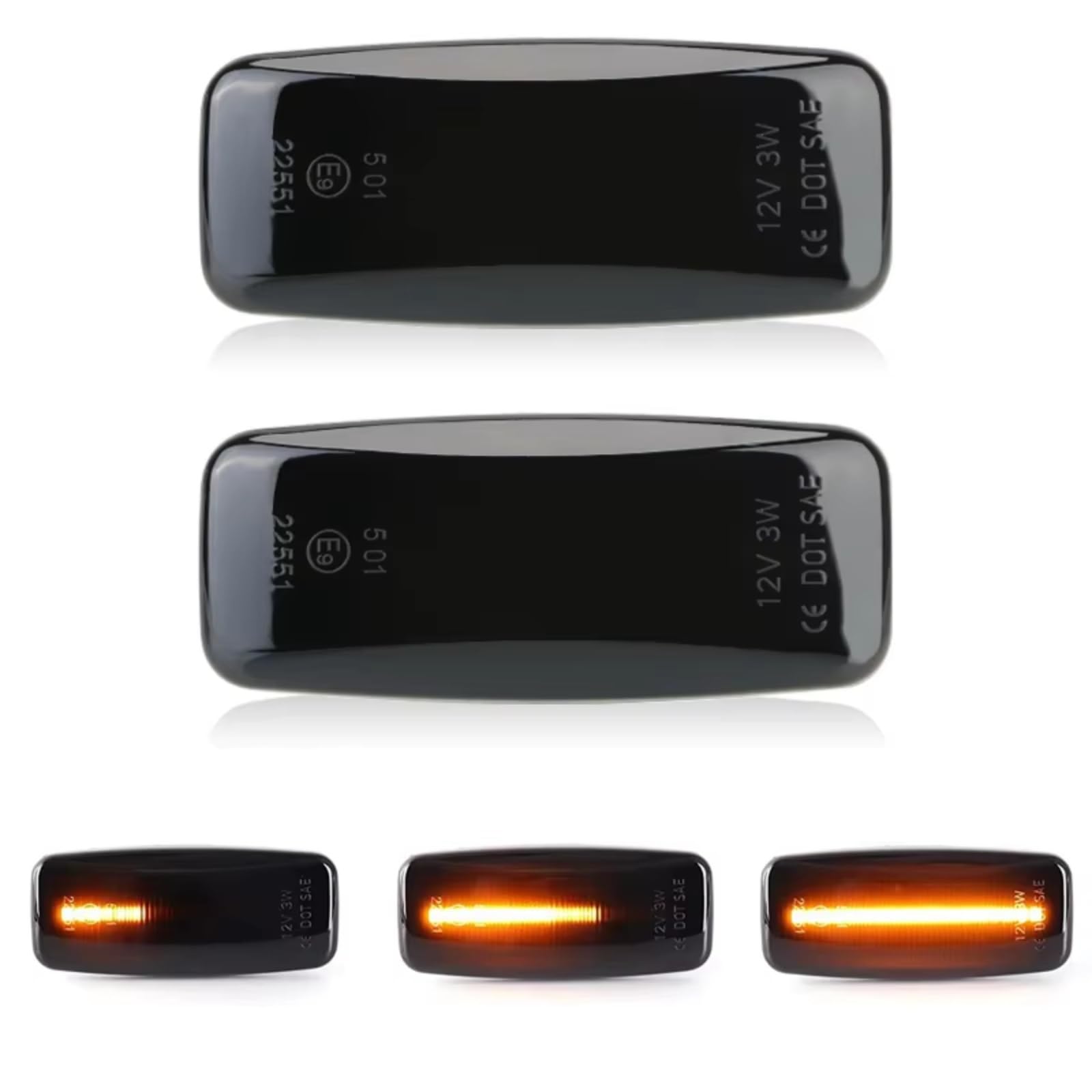 Luces intermitentes dinámicas Compatible Con Nissan Para Almera 2012-2015 Para Atlas 2007-2010 Para Presage 2003-2009 Luces Señal Giro Lámpara Marcador Lateral Coche(Black,Dynamic)