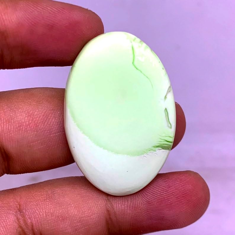 Chrysoprase citron de qualité cabochon d'exception pour pendentif de prestige - 2