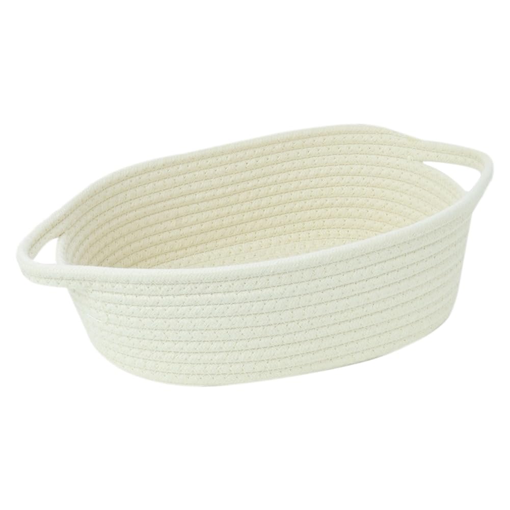 CTRLZS Rope Storage Baskets Organizer Woven Basket - Portable Cotton Bins for Clothes, Beddings, Towels Easy Install Easy to Use M Creamy-White