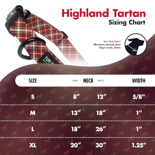 Image of Tuff Pupper Premium Adjustable Dog Collar, Stylish Pattern Collars Designed in USA, Quick Release Buckle, Highland Tartan Medium (1 Inch Wide x 13-18 Inch Neck)