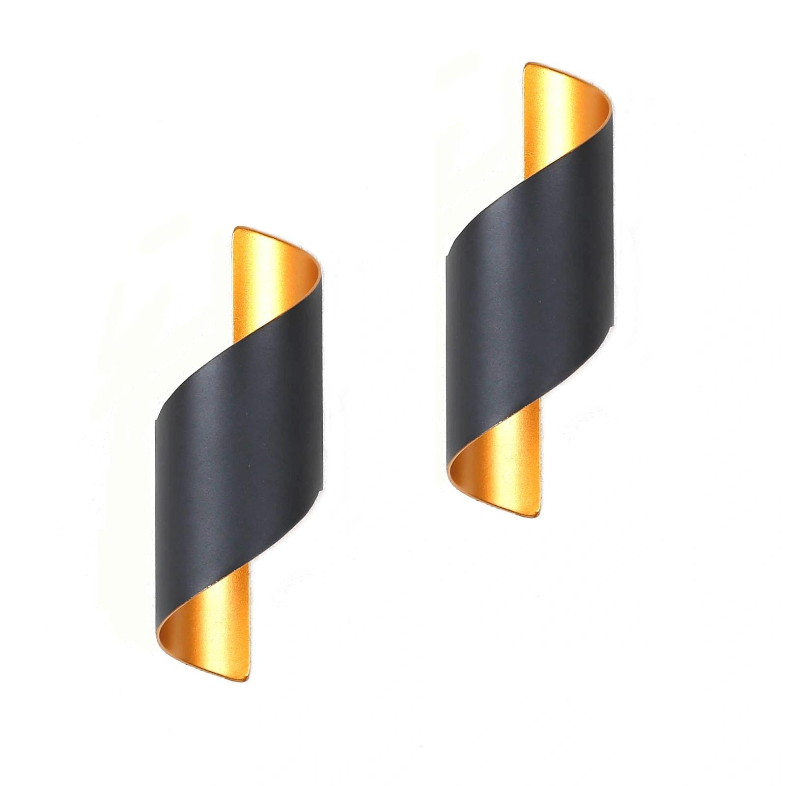Set di 2 lampade da parete a LED moderne, design a spirale, 18 W, 3000 K, luce bianca calda, elegante lampada da interni in nero e oro, per soggiorno, camera da letto