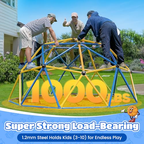 Image of Zupapa 10FT Climbing Dome, Outdoor Jungle Gym for Kids with Climbing Grip - Geometric Dome Climber Outdoor Playset and Easy Assembly Outdoor Play Equipment for Kids (Blue, 10FT)