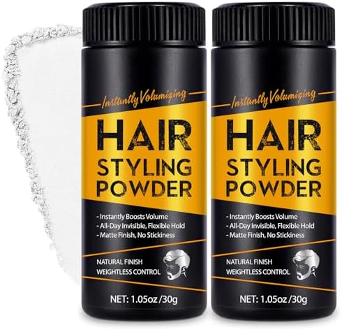Hair Styling Powder for Men & Women, Styling PowderNatural Look Mens, Easy to Apply with No Oil or Greasy Residue, Hair Volumizer & Texture Powder for All Hair Types, 30g (2 pieces)