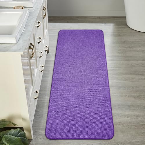 Bath Mat,Ultra Thin Bathroom Runner Rugs,Large Bath Mats for Bathroom,Quick Dry,Non-Slip,Machine Washable,Low Pile,Bath Rug,Shower Outside,Sink,Home Decor Accessories.Purple,1'9"x3'11"(21x47inch)