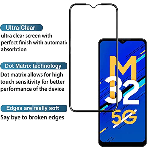 Image of ZARALA Tempered Glass Screen Protector Compatible for (Black) with Edge to Edge Coverage and Easy Installation kit (Samsung Galaxy M32 5G)