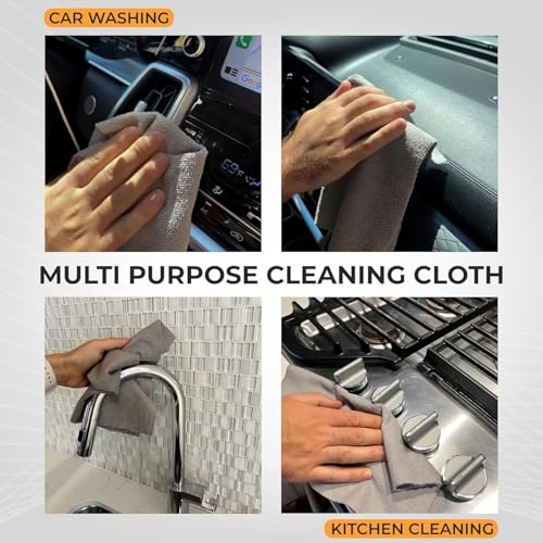 Image of Microfiber Cleaning Cloth Roll 50 Pack - Reusable Paper Towels Washable Roll Tear Away for Kitchen Car 12x12 (Grey)