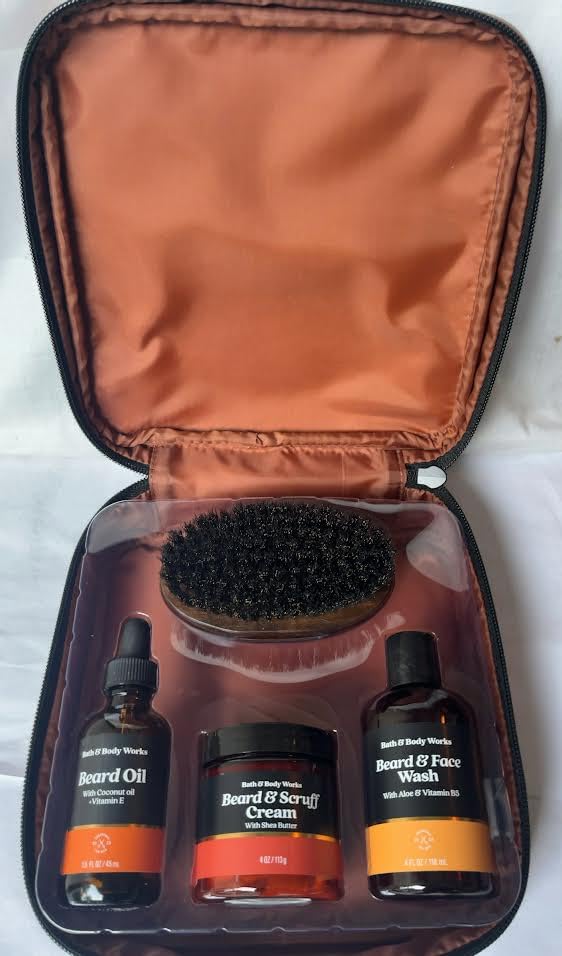 Beard Care Kit - Bath and Body Bundle Men's Grooming Gift Set with Face Wash, Scruff Cream, Oil, Brush in Decorative Bag