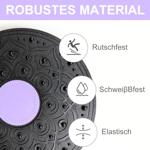 Balance Board, Wackelbrett Ø 30cm, Gleichgewichtstrainer für Erwachsene & Kinder, Yoga und Physiotherapie Board, Geeignet zum Stärken der Stabilität und Ganzkörper Training (Violett)