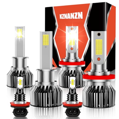 KZNANZN Fit For 2012-2018 Ford Focus Driving Light Bulbs Set 50 000-hour long durability 35000LM 700% brightness 6500K High Low Beam Fog Light Bulbs Combo Plug-n-Play IP68 6-Pack