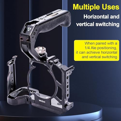 Image of Camera Hand Grip Universal Handle with 3 Cold Shoes, Ergonomic Silicone for NATO Rail & 1 /4 inch Camera Cage (Camera Top Handle)