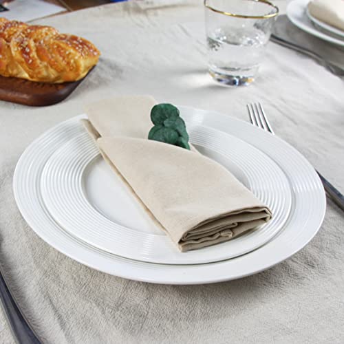 Solid Color Polyester Linen Blended Dinner Cloth Napkins - Set of 12 (40 x 40 cm) - For Events & Home Use (Linen) - Image 4