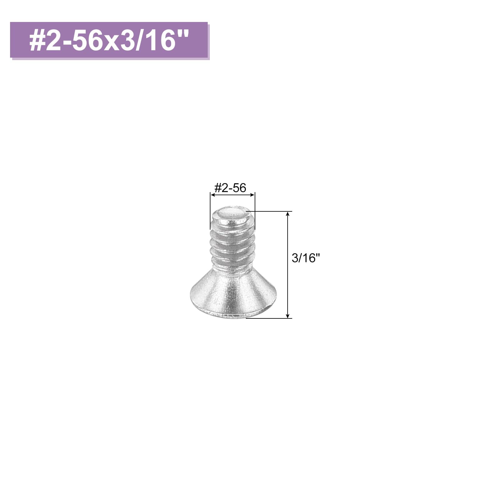 sourcing map 25 tornillos Phillips de cabeza cruzada #2-56 x 3/16 pulgadas, tornillos de cabeza cruzada, pernos de acero inoxidable 304 plateado para enchufe de pared, reparaciones de casa