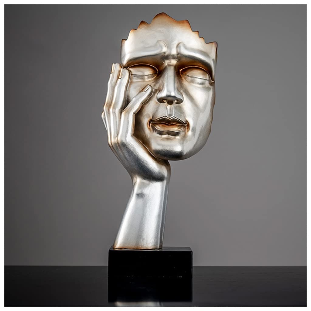 GHKryD statue, Resin Abstract Sculpture No Hear No See No Speak Creative Decorative Objects for Piano Desktop Office Study(Champagne Color,Style1)